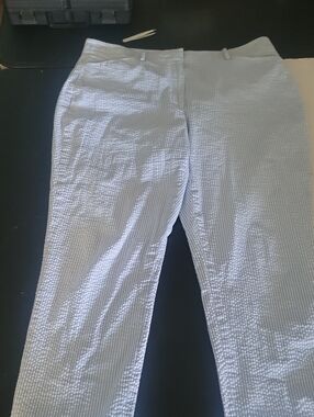 Women's Brook Brothers Size 14 Seersucker Dress Pants - Light Blue